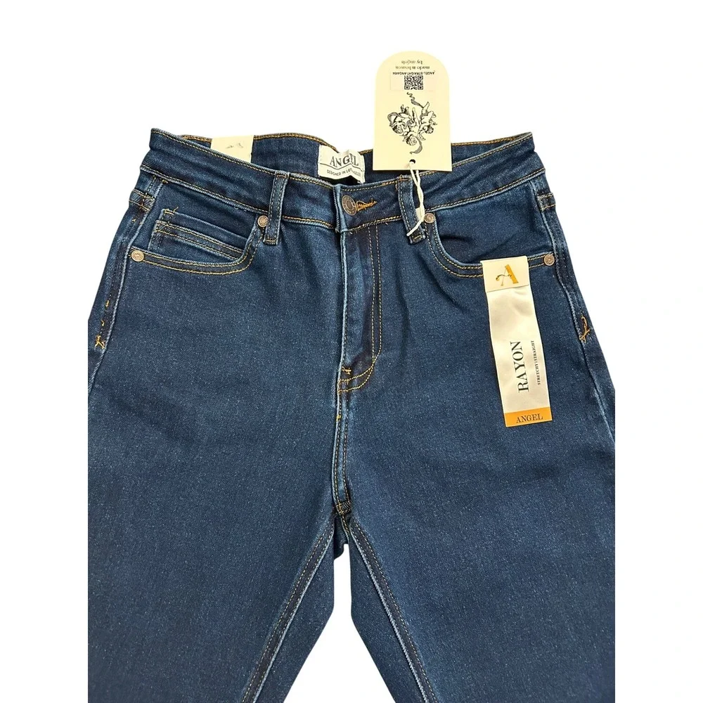 Angel High Rise Stretchy Straight Jeans Womens Size 7 Dark Blue New NWT Rayon - Picture 5 of 11